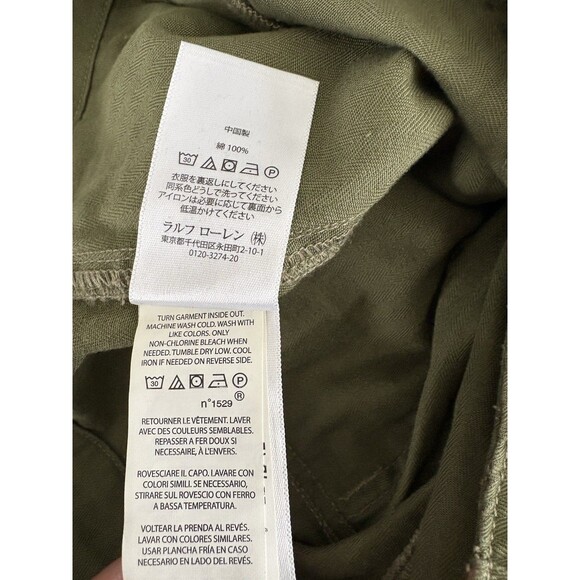 Polo Ralph Lauren sz 8 Pants Paint Splatter Cotton Button Fly Olive Green - Picture 14 of 15